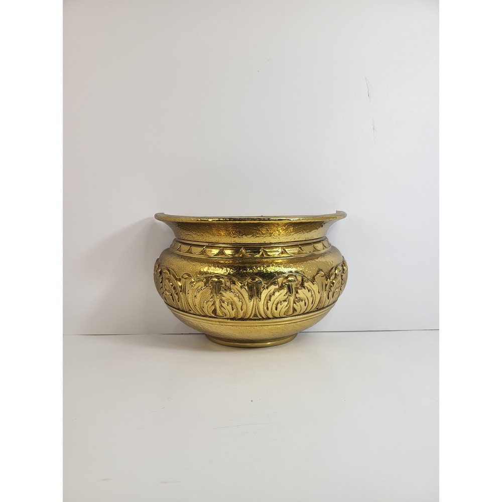 Vintage Home Interiors Gold Wall Pocket Planter Acanthus Leaf Hollywood Regency